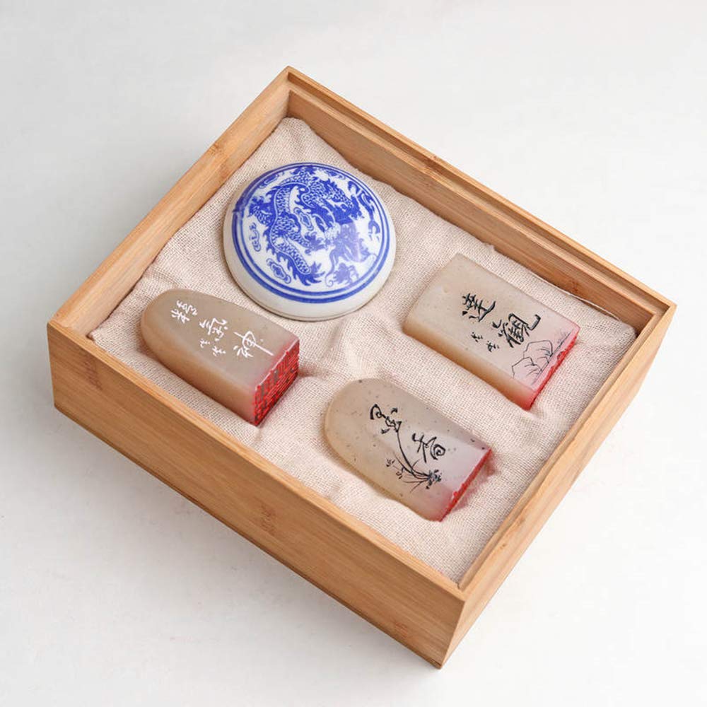 Amazon.com: 客製中國書法和繪畫印章組姓名印章手工雕刻: 辦公用品